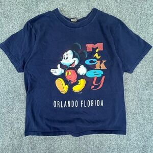 Vintage Mickey Unlimited Orlando Florida Graphic T-Shirt Navy Blue 1X Disney